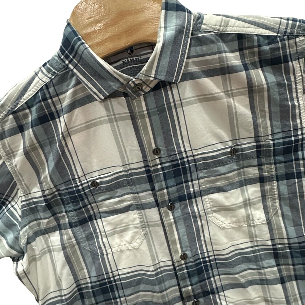 Kuhl Men's Plaid Button-Down Shirt in Blue and White